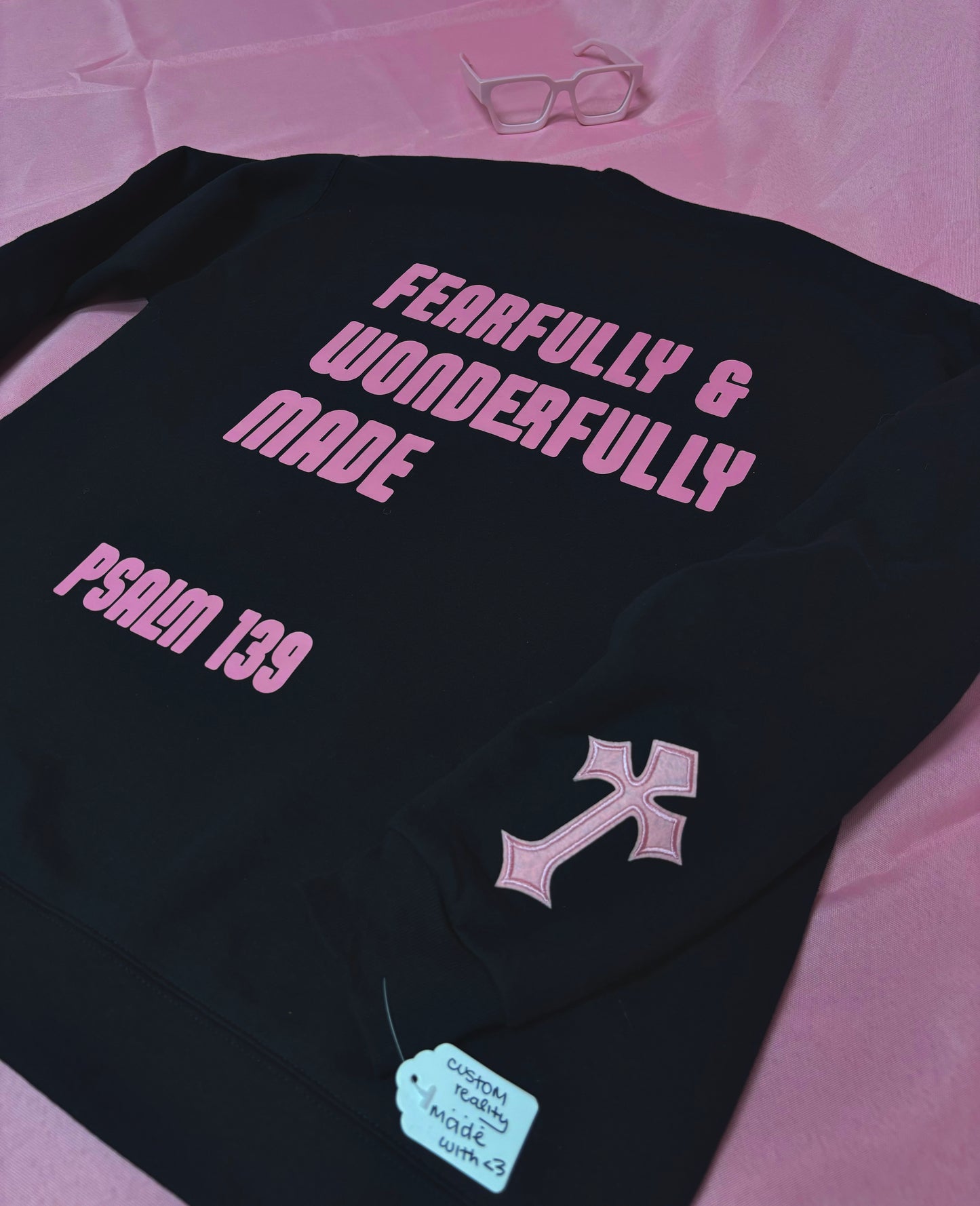 pink 'Psalm 139' crewneck