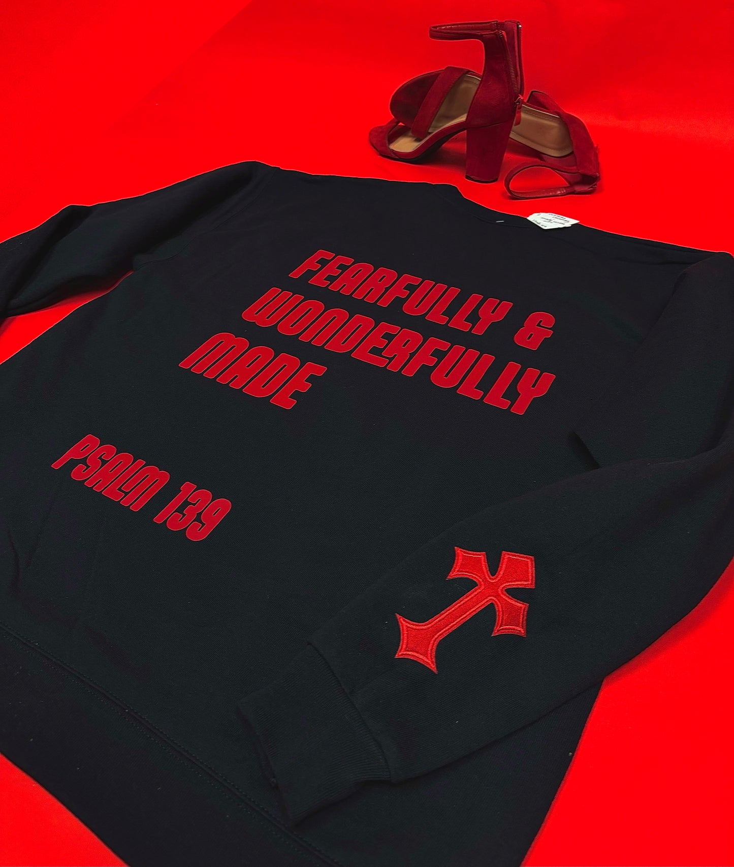 red 'Psalm 139' crewneck